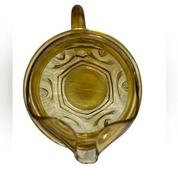 VINTAGE Pitcher Jug MCM Elegant Yellow Glass Patterned Large 9 inch Tall - Picture 3 of 3